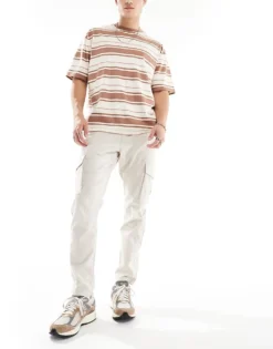 ONLY & SONS Slim Fit Tapered Cargo In Ecru For Men Moonbeam -Modern Clothing Shop 205161924 1 moonbeam 1