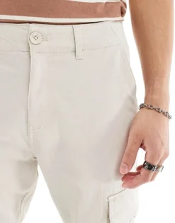ONLY & SONS Slim Fit Tapered Cargo In Ecru For Men Moonbeam -Modern Clothing Shop 205161924 5