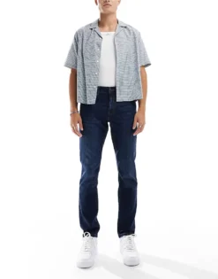 ONLY & SONS Weft Regular Fit Stretch Jeans In Dark Wash For Men Dark Blue Denim