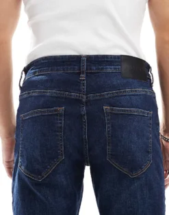 ONLY & SONS Weft Regular Fit Stretch Jeans In Dark Wash For Men Dark Blue Denim -Modern Clothing Shop 205162247 4