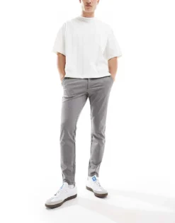ONLY & SONS Smart Tapered Fit Trouser In Light Grey For Men Chinchilla -Modern Clothing Shop 205162411 1 chinchilla 1