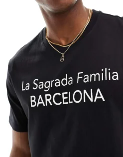 Only & Sons Barcelona Print T-shirt In Navy For Men -Modern Clothing Shop 205193304 3
