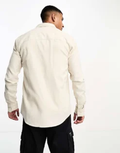 Only & Sons Flannel Shirt In Ecru For Men Silver Lining -Modern Clothing Shop 205210006 3