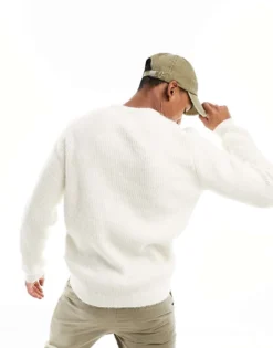 ONLY & SONS Wool Look Jumper In Light Ecru For Men Cloud Dancer -Modern Clothing Shop 205210095 4