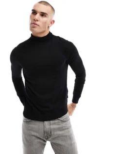 ONLY & SONS High Neck Jumper In Black For Men -Modern Clothing Shop 205632408 1 black 1