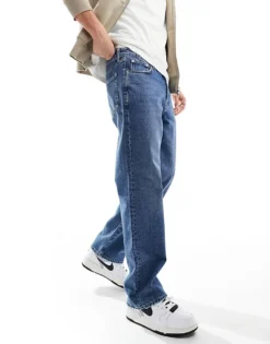 ONLY & SONS Fade Loose Fit Jeans In Mid Wash Blue For Men Medium Blue Denim -Modern Clothing Shop 205789436 1 mediumbluedenim 1