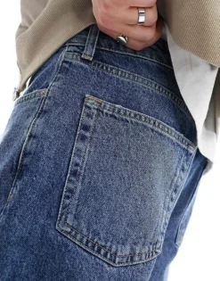 ONLY & SONS Fade Loose Fit Jeans In Mid Wash Blue For Men Medium Blue Denim -Modern Clothing Shop 205789436 3