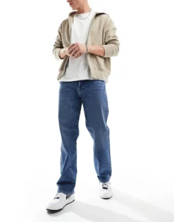 ONLY & SONS Fade Loose Fit Jeans In Mid Wash Blue For Men Medium Blue Denim -Modern Clothing Shop 205789436 4