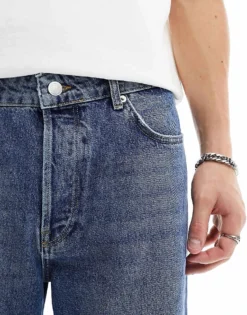 ONLY & SONS Fade Loose Fit Jeans In Mid Wash Blue For Men Medium Blue Denim -Modern Clothing Shop 205789436 5