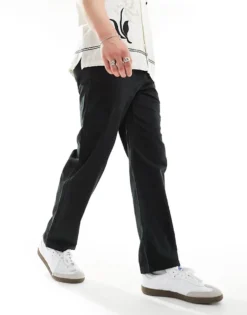 ONLY & SONS Loose Fit Cotton Trouser In Black For Men -Modern Clothing Shop 205789447 4