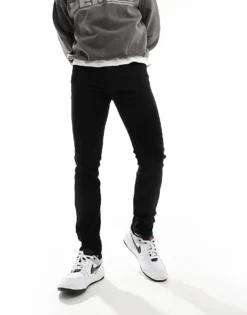 Only & Sons Warp Skinny Fit Jeans In Black For Men Black Denim -Modern Clothing Shop 205789688 4