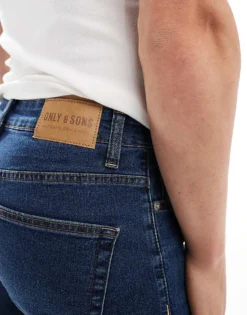 ONLY & SONS Regular Fit Denim Short In Mid Blue Denim For Men Dark Blue Denim -Modern Clothing Shop 205789718 5