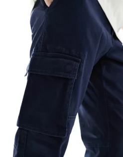 ONLY & SONS Tapered Fit Cargo Trousers With Cuffed Bottom In Navy For Men Dark Blue -Modern Clothing Shop 205789812 5
