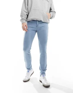 ONLY & SONS Warp Skinny Fit Jeans In Light Blue Wash For Men Light Blue Denim -Modern Clothing Shop 205789884 5