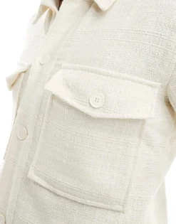 ONLY & SONS Textured Jacket In Stone For Men Light Grey -Modern Clothing Shop 205789930 4