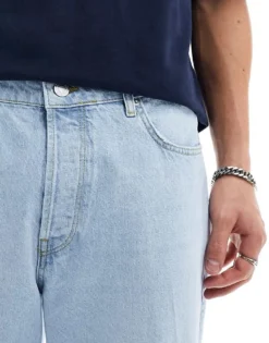 ONLY & SONS Fade Loose Fit Jeans In Light Wash Blue For Men Light Blue Denim -Modern Clothing Shop 205789946 4