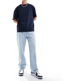 ONLY & SONS Fade Loose Fit Jeans In Light Wash Blue For Men Light Blue Denim -Modern Clothing Shop 205789946 5