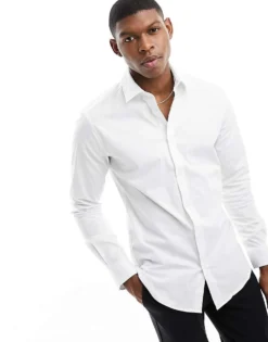 ONLY & SONS Slim Fit Easy Iron Shirt In White For Men