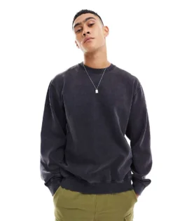 Only & Sons Oversized Sweat In Vintage Wash Black For Men -Modern Clothing Shop 205843128 1 black 1