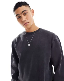 Only & Sons Oversized Sweat In Vintage Wash Black For Men -Modern Clothing Shop 205843128 3