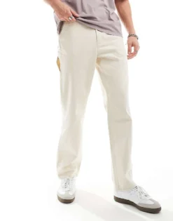 ONLY & SONS Loose Fit Carpenter Jeans In Ecru For Men -Modern Clothing Shop 205953759 3