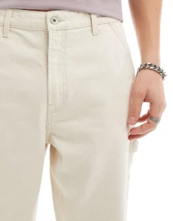 ONLY & SONS Loose Fit Carpenter Jeans In Ecru For Men -Modern Clothing Shop 205953759 5