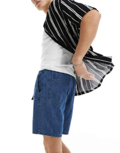 ONLY & SONS Pull On Denim Short In Mid Blue Denim For Men Medium Blue Denim -Modern Clothing Shop 205953803 4