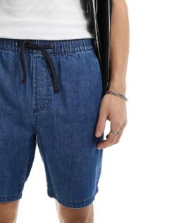 ONLY & SONS Pull On Denim Short In Mid Blue Denim For Men Medium Blue Denim -Modern Clothing Shop 205953803 5