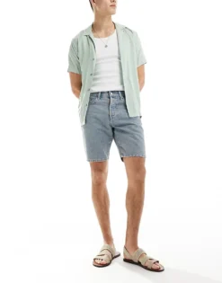 ONLY & SONS Edge Straight Fit Denim Shorts In Light Blue With Pink Rinse For Men Rosette -Modern Clothing Shop 205953831 3