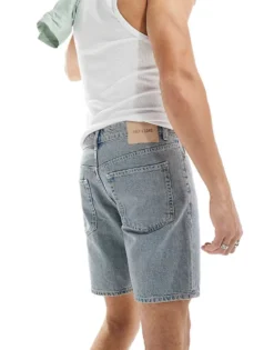 ONLY & SONS Edge Straight Fit Denim Shorts In Light Blue With Pink Rinse For Men Rosette -Modern Clothing Shop 205953831 4