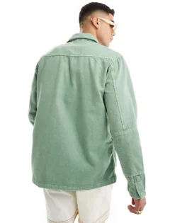 ONLY & SONS Denim Utility Jacket In Sage For Men Absinthe Green -Modern Clothing Shop 205953840 4