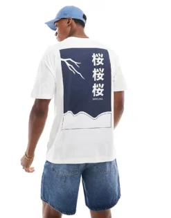 ONLY & SONS Relaxed Fit T-shirt With Japanese Print In Off White For Men Cloud Dancer -Modern Clothing Shop 205999654 4