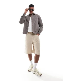 ONLY & SONS Long Sleeve Shirt With Frayed Detail In Charcoal For Men Dark Gull Grey -Modern Clothing Shop 205999708 4