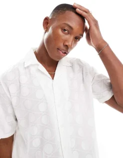 ONLY & SONS Revere Collar Shirt With Embroidery Detail In White For Men Bright White -Modern Clothing Shop 205999735 1 brightwhite 1