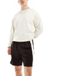 ONLY & SONS Pull On Short With Side Stripe In Brown For Men Chocolate Plum -Modern Clothing Shop 206000449 3