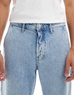 ONLY & SONS Edge Straight Fit Jeans In Light Blue 90s Wash For Men Light Blue Denim -Modern Clothing Shop 206000476 5