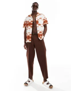 ONLY & SONS Revere Collar Shirt With Ombre Print In Beige For Men Mocha Bisque -Modern Clothing Shop 206000505 1 mochabisque 1