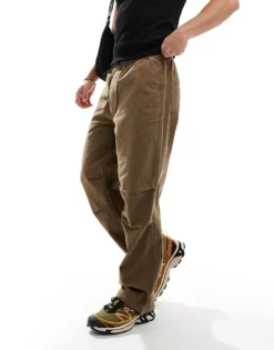 ONLY & SONS Loose Fit Linen Trousers In Washed Brown For Men