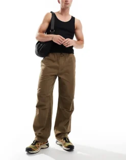 ONLY & SONS Loose Fit Linen Trousers In Washed Brown For Men -Modern Clothing Shop 206000546 4