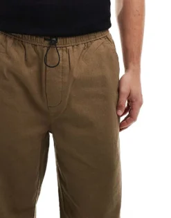 ONLY & SONS Loose Fit Linen Trousers In Washed Brown For Men -Modern Clothing Shop 206000546 5