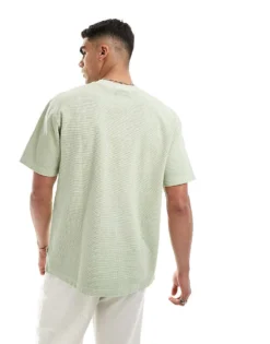 ONLY & SONS Waffle Knit T-shirt In Sage Green For Men Swamp -Modern Clothing Shop 206000554 4