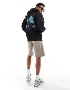 ONLY & SONS Oversized Hoodie With Horizons Back Print In Black For Men -Modern Clothing Shop 206007467 3