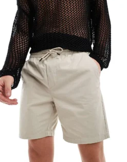 ONLY & SONS Pull On Twill Short In Stone For Men Silver Lining