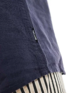 ONLY & SONS Linen Mix Revere Collar Shirt In Navy For Men Night Sky -Modern Clothing Shop 206051366 4