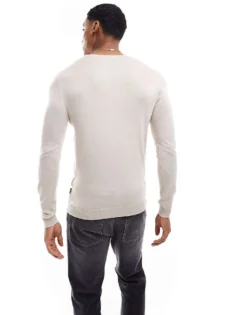 ONLY & SONS Crew Neck Jumper In Beige For Men Silver Lining -Modern Clothing Shop 206129134 3