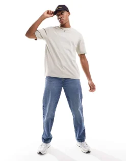 ONLY & SONS Relaxed Fit T-shirt In Beige For Men Silver Lining -Modern Clothing Shop 206129142 4