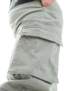 ONLY & SONS Tapered Fit Cargo With Cuffed Bottom In Light Sage For Men Wrought Iron -Modern Clothing Shop 206129206 3