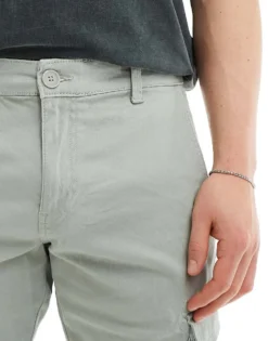 ONLY & SONS Tapered Fit Cargo With Cuffed Bottom In Light Sage For Men Wrought Iron -Modern Clothing Shop 206129206 5