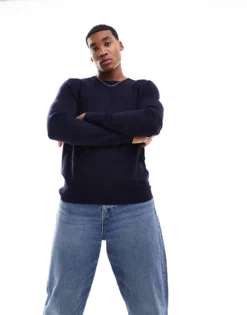 ONLY & SONS Crew Neck Jumper In Navy For Men Dark Navy