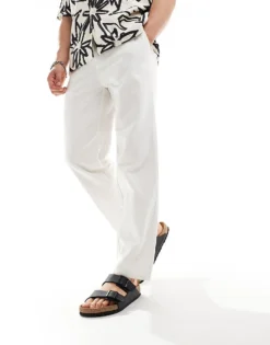 ONLY & SONS Loose Fit Linen Mix Trouser In White For Men Bright White -Modern Clothing Shop 206130116 1 brightwhite 1